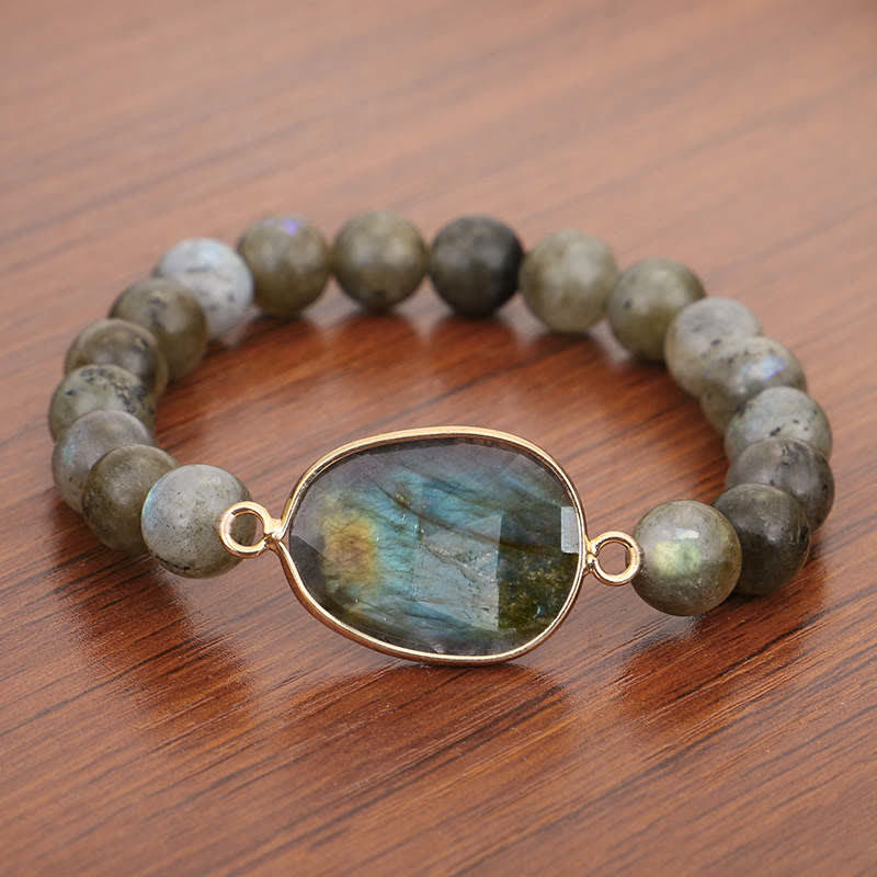 Buddha Stones Natural Labradorite Moonstone Support Healing Beaded Bracelet - image 4