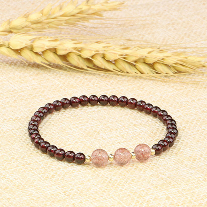 Buddha Stones Natural Garnet Strawberry Quartz Calm Bracelet - image 7