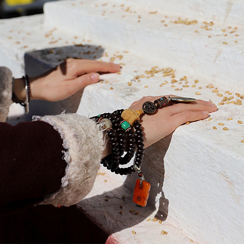 Buddha Stones Tibet 108 Mala Beads Purple Bodhi Seed Bagua Vajra Auspiciousness Bracelet - image 3