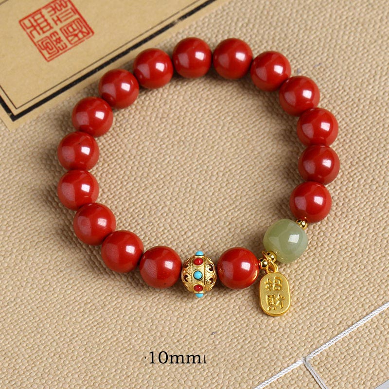 Buddha Stones Cinnabar Green Aventurine Fortune Protection Charm Bracelet - Emperor Sand - 10mm - image 13