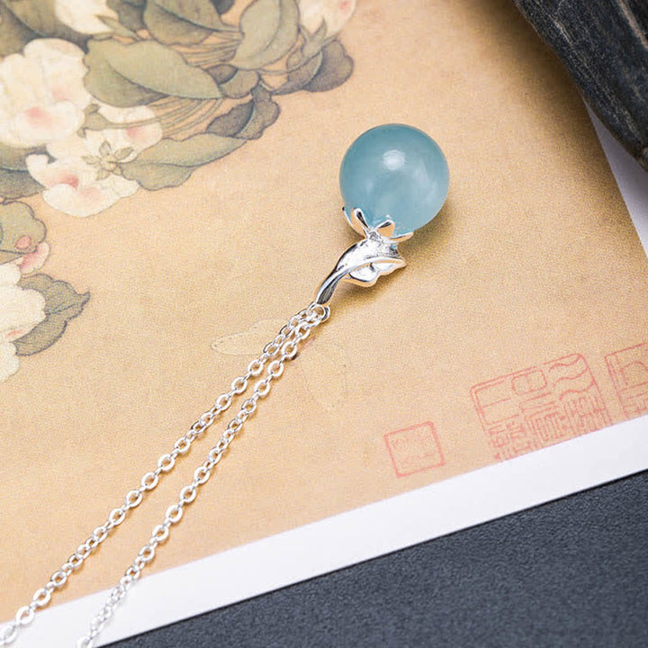 Buddha Stones 925 Sterling Silver Natural Aquamarine Leaf Flower Peace Earrings Necklace - image 9