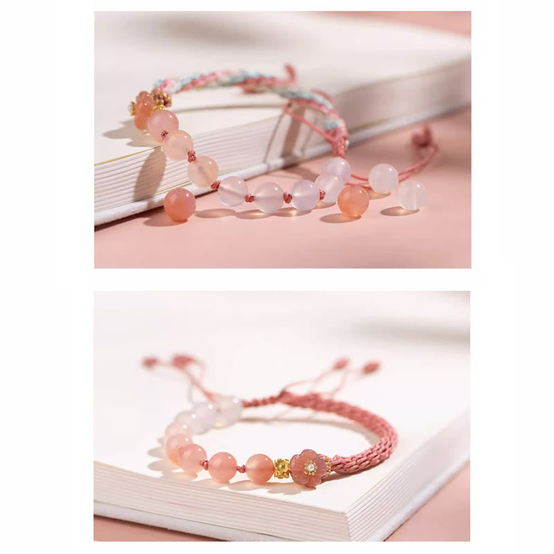 Buddha Stones Natural Gradient Agate Reincarnation Knot Peach Blossom Wealth Luck Handmade String Bracelet - image 13