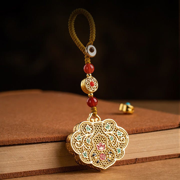 Buddha Stones Lock of Good Wishes Fu Character Luck Blessing Key Chain - image 8