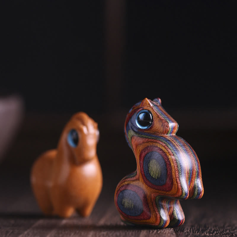 Buddha Stones Small Leaf Red Sandalwood Green Sandalwood Lucky Mini Horse Protection Decoration - image 0