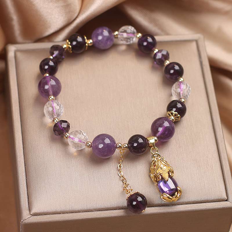 Buddha Stones  Natural Amethyst PiXiu Healing Bracelet - image 4