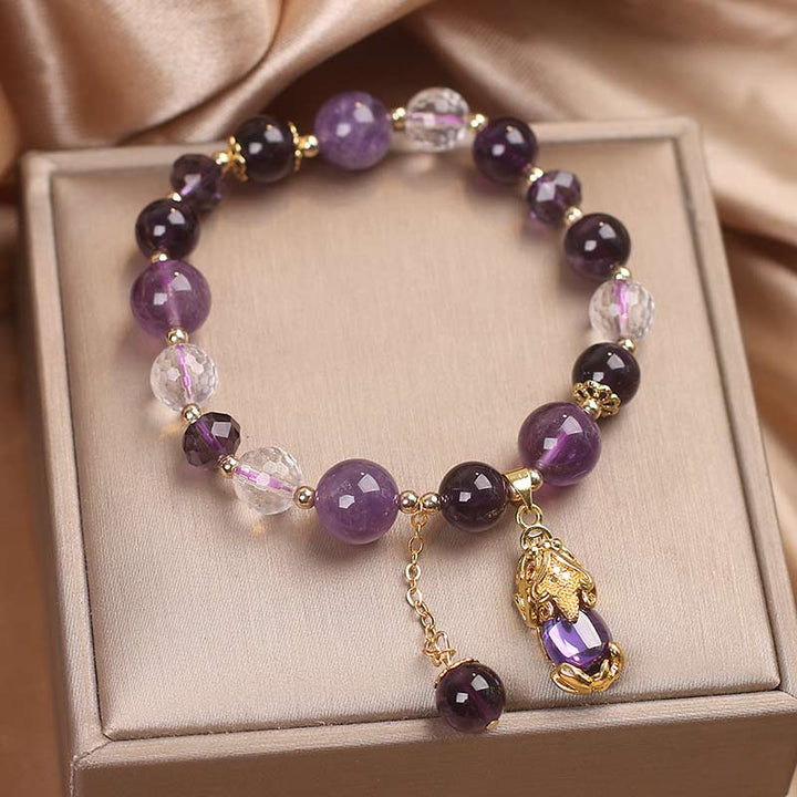 Buddha Stones  Natural Amethyst PiXiu Healing Bracelet - image 4