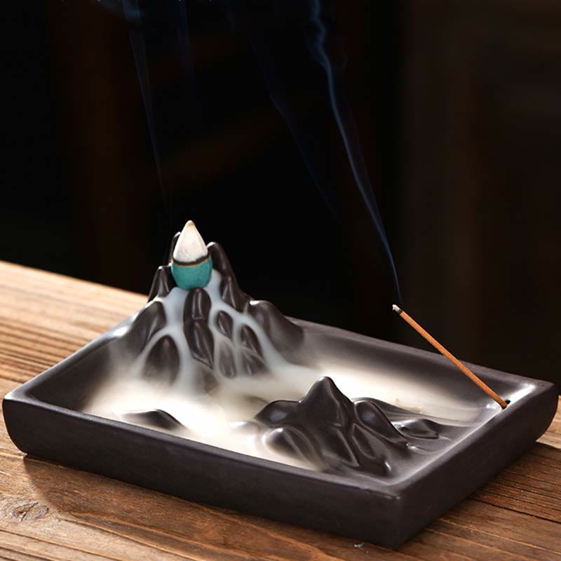 Mountains Flowing Water Ceramic Blessing Backflow Incense Burner - image 4