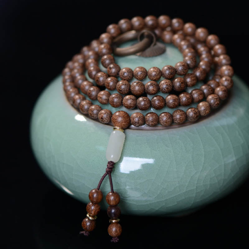Buddha Stones 108 Mala Beads Rosewood Jade Calm Bracelet - image 0