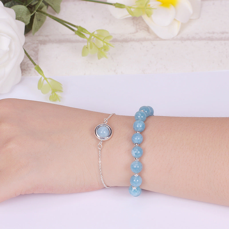Buddha Stones Sun Stone Strawberry Quartz Crystal Positive Bracelet - Aquamarine - image 42