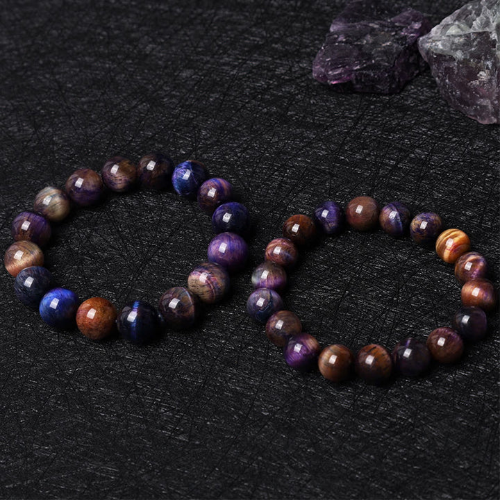 Buddha Stones Natural Purple Tiger Eye Protection Strength Bracelet - image 11