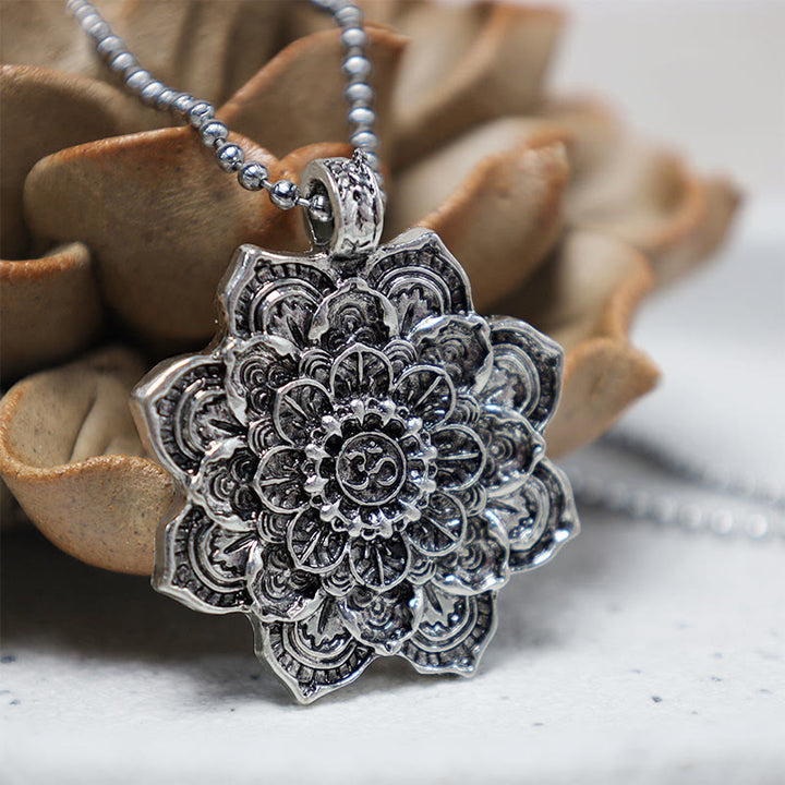 Buddha Stones Tibetan Lotus Blessing Necklace Pendant - image 6