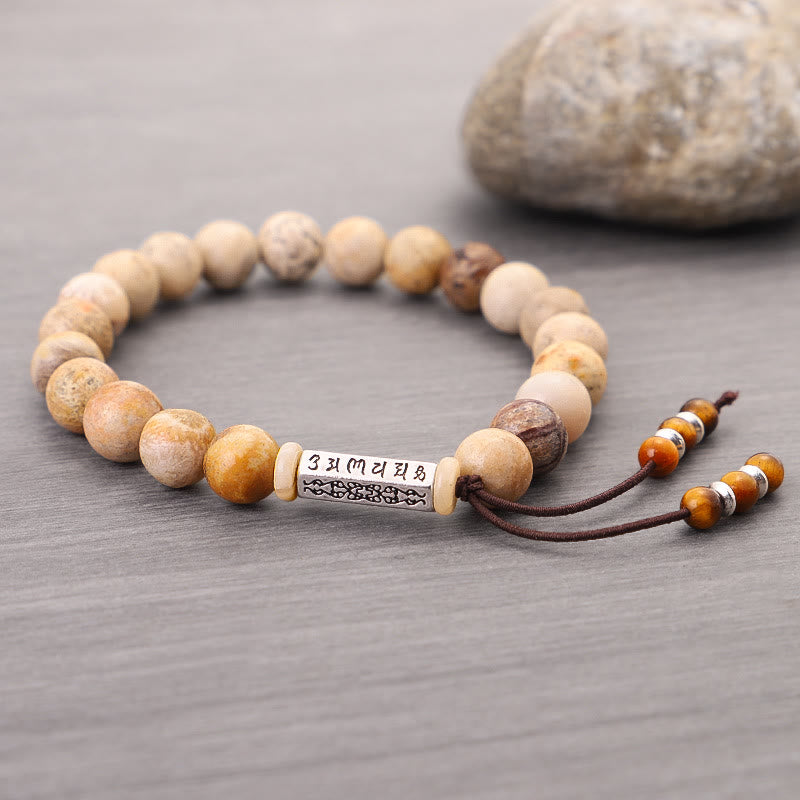 Buddha Stones Weathered Stone Om Mani Padme Hum Strengthen Bracelet - image 6