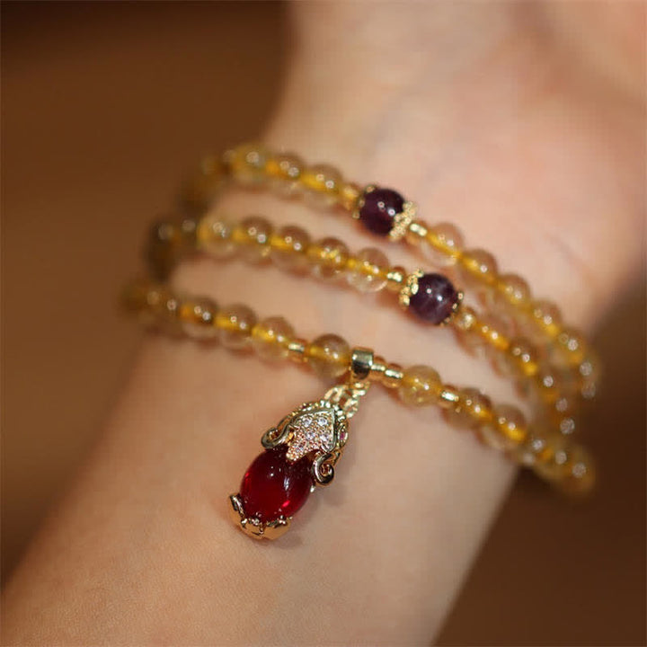 Buddha Stones Citrine Amethyst PiXiu Prosperity Happiness Protection Bracelet - image 4
