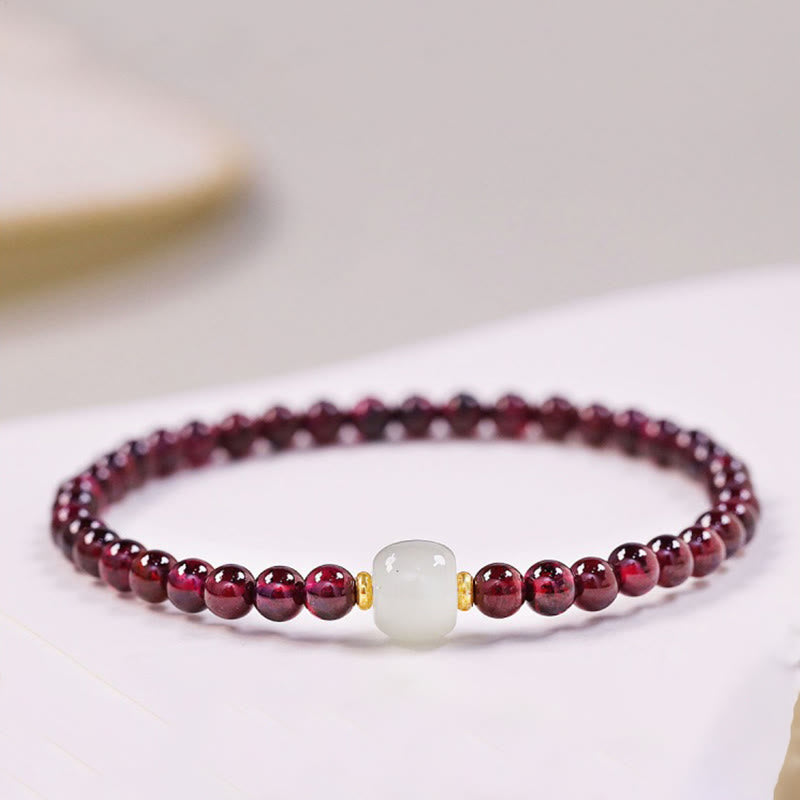 Buddha Stones Natural Garnet Jade Bead Purification Bracelet - Garnet(Purification♥Protection) - image 0