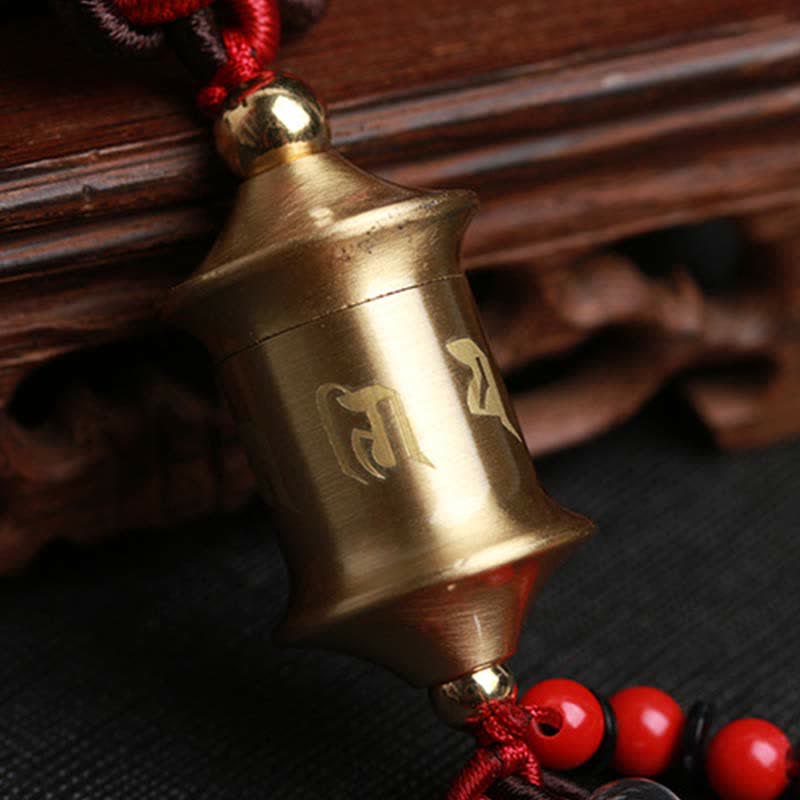 Buddha Stones Tibet Om Mani Padme Hum Prayer Wheel Nine Palace Eight Trigrams Copper Car Hanging Decoration - image 10