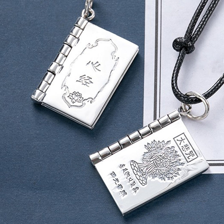 Buddha Stones 990 Sterling Silver Heart Sutra Great Compassion Shurangama Mantra Lotus Vajra Peace Necklace Pendant - image 12