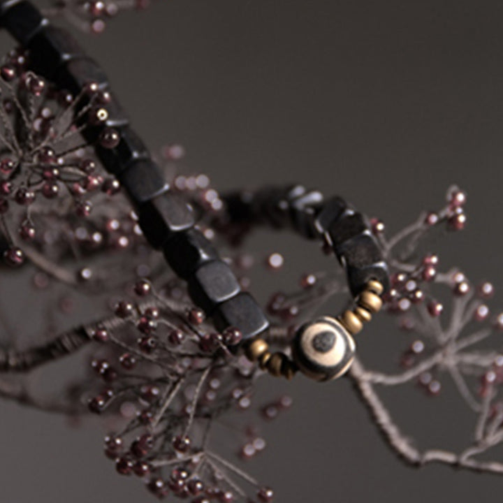 Buddha Stones Ebony Wood Dzi Bead Copper Peace Couple Bracelet - image 5