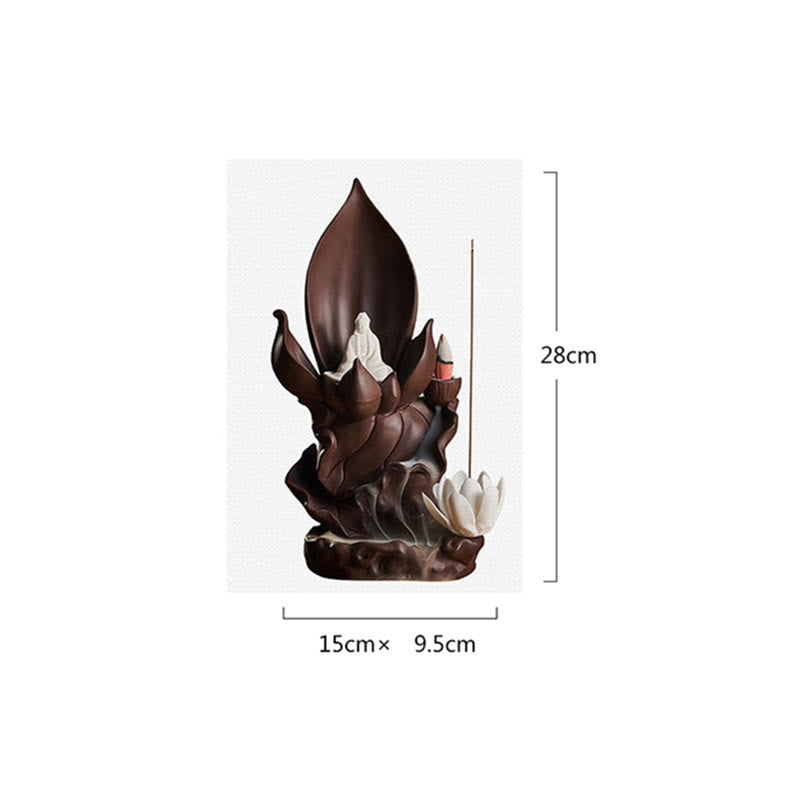 Buddha Stones Lotus Buddha Avalokitesvara Enlightenment Purple Clay Incense Burner Decoration - image 11
