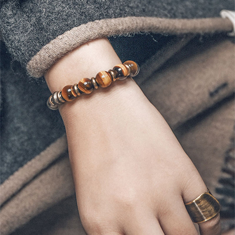 Buddha Stones Tiger Eye Stone Copper Protection Bracelet - image 8