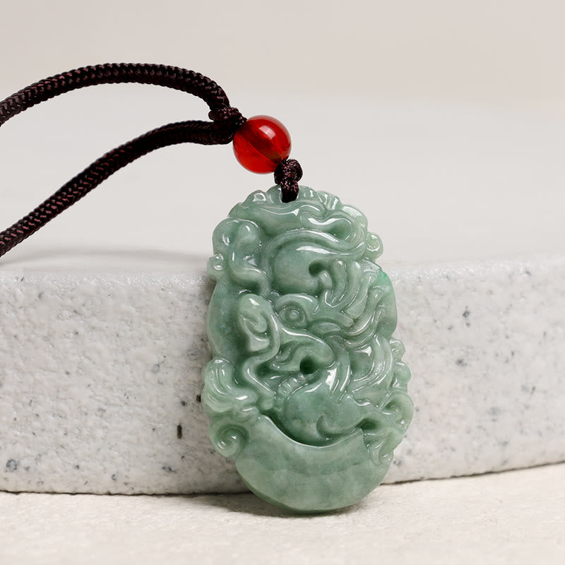 Buddha Stones Natural Jade 12 Chinese Zodiac Prosperity Necklace Pendant - image 1