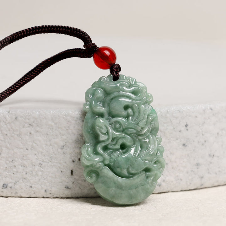 Buddha Stones Natural Jade 12 Chinese Zodiac Prosperity Necklace Pendant - image 1