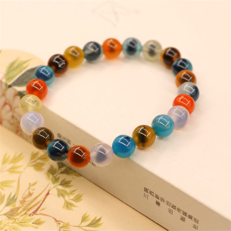 Buddha Stones Colorful Candy Agate Healing Strength Bead Bracelet - image 5