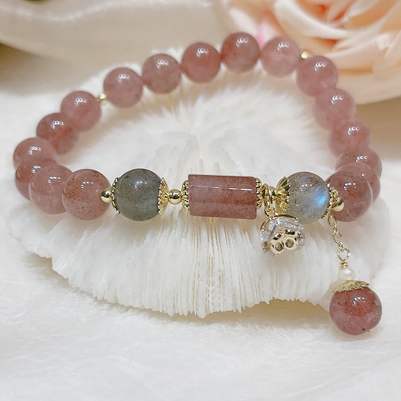 Buddha Stones Natural Strawberry Quartz Moonstone Love Bracelet - image 1