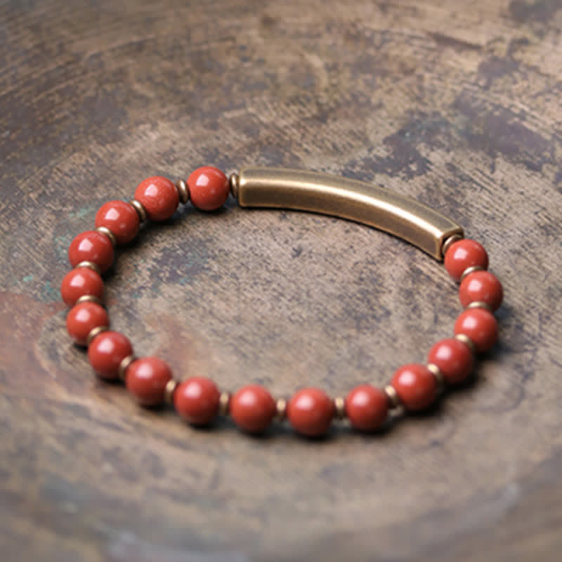 Buddha Stones Red Jasper Moss Agate Black Obsidian Crystal Copper Peace Couple Bracelet - image 11