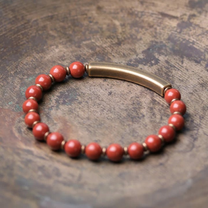 Buddha Stones Red Jasper Moss Agate Black Obsidian Crystal Copper Peace Couple Bracelet - image 11