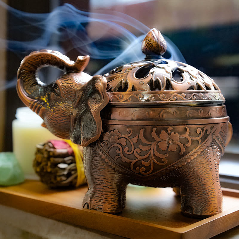 Buddha Stones Elephant Alloy Incense Holder Home Decoration Incense Burner - image 5