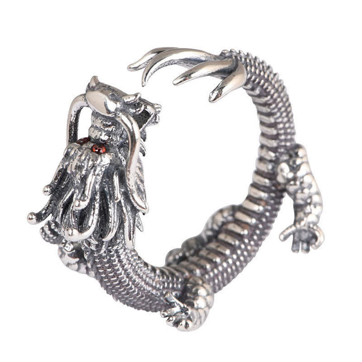 Buddha Stones 925 Sterling Silver Dragon Luck Protection Ring - image 12