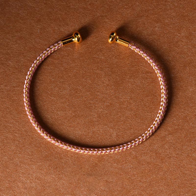 Buddha Stones Simple Design Handmade Luck Braid String Cuff Bracelet - Light Pink - image 16