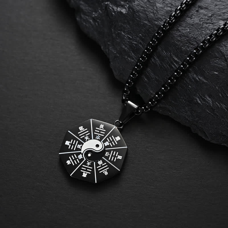 Buddha Stones Bagua Yin Yang Titanium Steel Balance Necklace Pendant - image 2