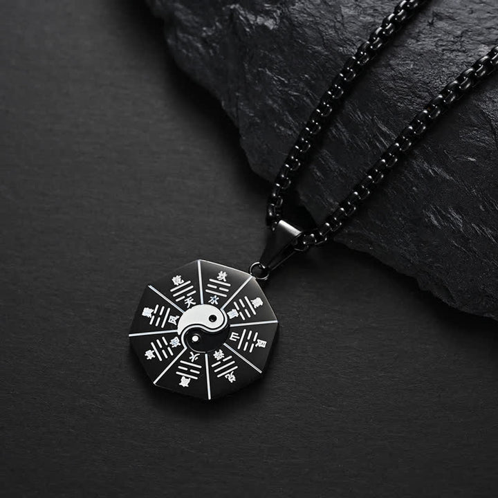 Buddha Stones Bagua Yin Yang Titanium Steel Balance Necklace Pendant - image 2