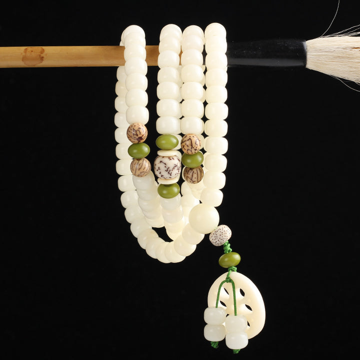 Buddha Stones White Bodhi Seed Mala 108 Beads Luck Bracelet - image 4