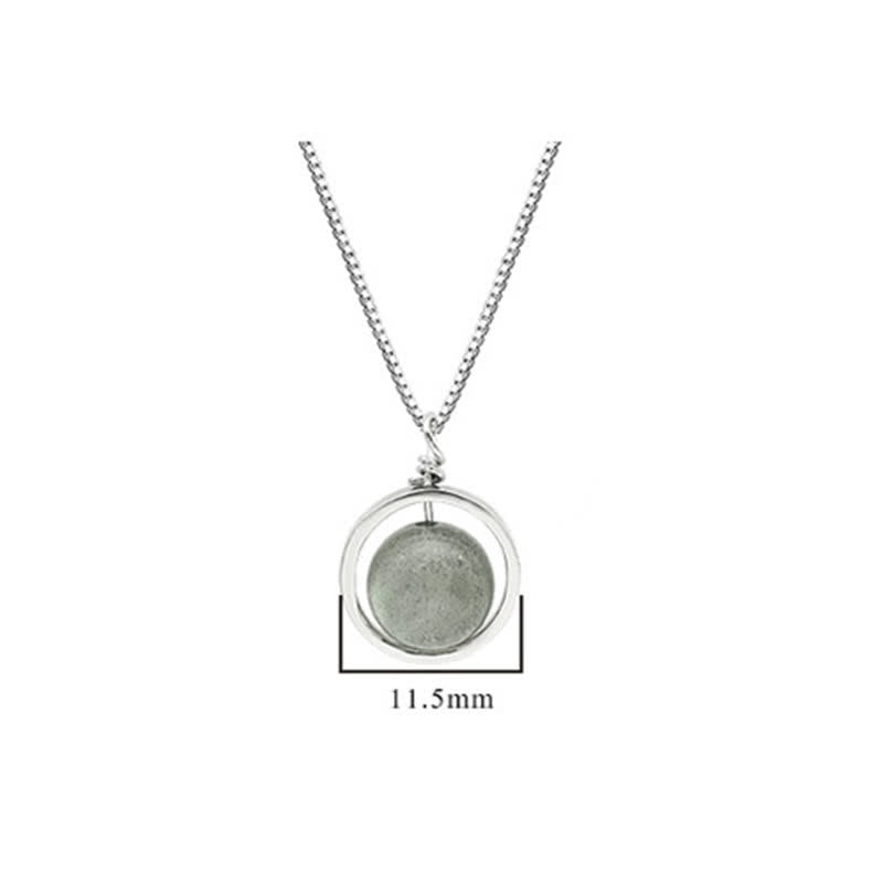 Buddha Stones 925 Sterling Silver Moonstone Love Planet Rotatable Pattern Necklace Pendant - image 12