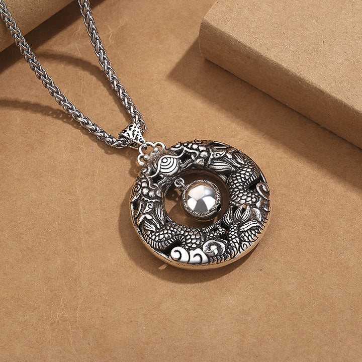 Buddha Stones Double Dragon Playing Bead Copper Protection Necklace Pendant - image 2