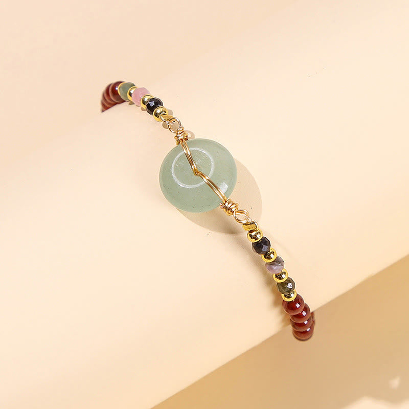 Buddha Stones Natural Garnet Peace Buckle Bead Calm Bracelet - image 1