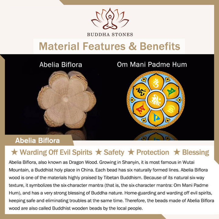 Buddha Stones Abelia Biflora Wood Happiness Protection Bracelet - image 9