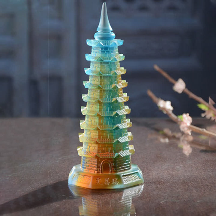 Buddha Stones Feng Shui Wenchang Tower Handmade Liuli Crystal Pagoda Art Piece Luck Home Office Decoration - image 7