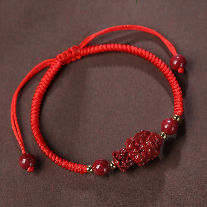 Buddha Stones Chinese Zodiac Natal Buddha Cinnabar Amulet Blessing String Bracelet - image 5