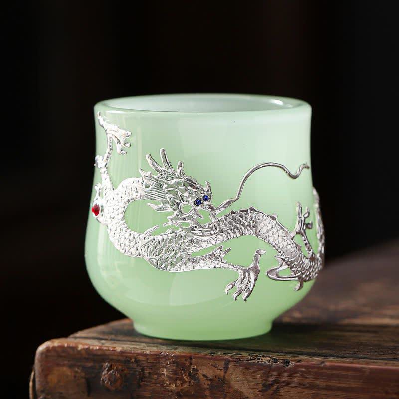 Buddha Stones Lotus Dragon Phoenix Flower Ceramic Teacup Tea Cups - Dragon - image 5