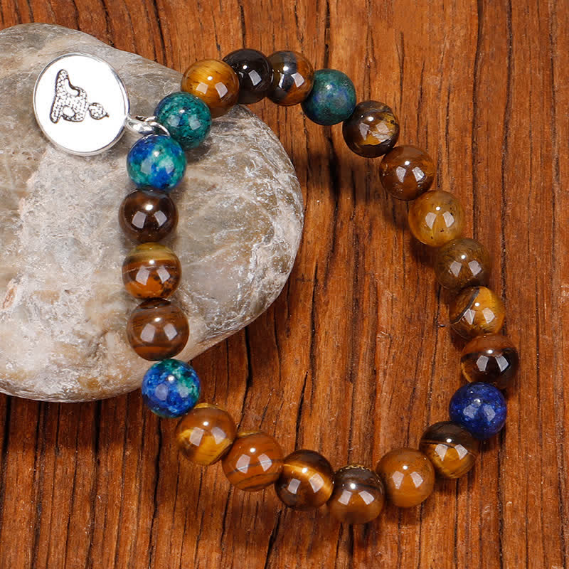 Buddha Stones 108 Mala Beads Tiger Eye Buddha Strength Bracelet Tassel Necklace Pendant - Bracelet - image 2