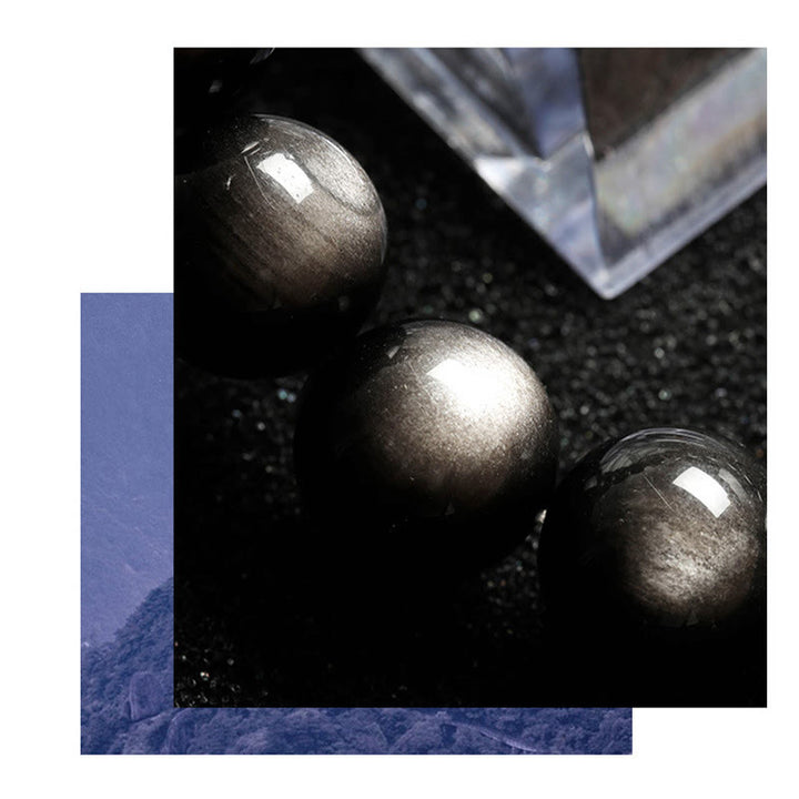 Buddha Stones Natural Silver Sheen Obsidian Soothing Protection Bracelet - image 13