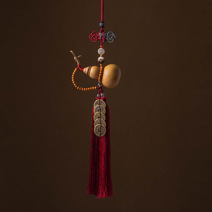 Buddha Stones Feng Shui Coins Gourd Chinese Knot Lucky Coins Five Emperor Money Wealth Tassels Decoration - IndianRed - image 20