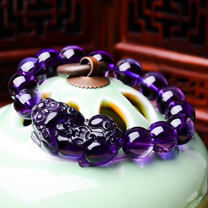 Buddha Stones Feng Shui Amethyst Fortune Wealth Bracelet - image 2