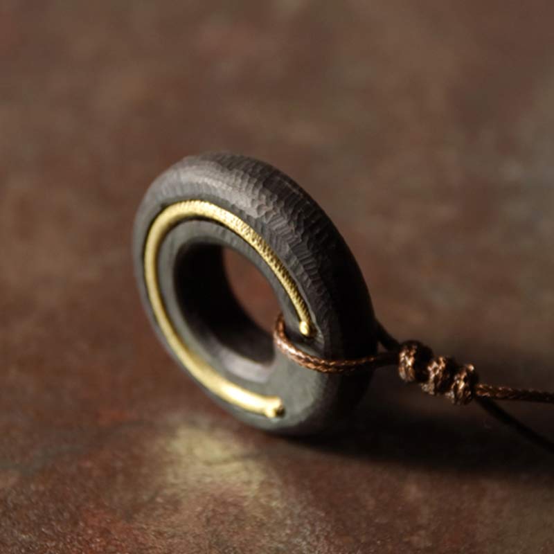 Buddha Stones Zen Circle Ebony Wood Peace Calm Necklace Pendant - image 9