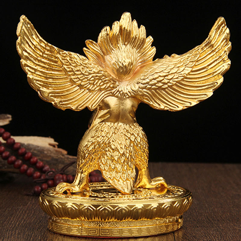 Buddha Stones Tibetan Gold Garuda Bird Alloy Protection Home Decoration - image 7