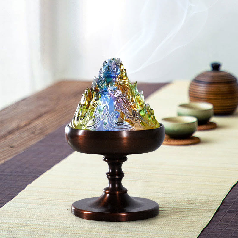 Liuli Crystal Mountain Healing Meditation Incense Burner - image 1