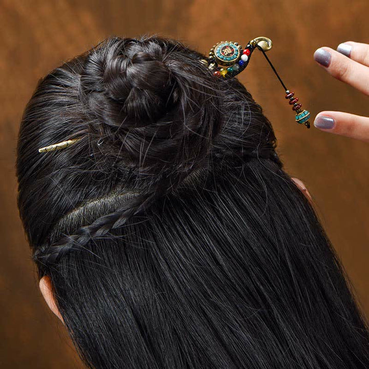 Tibetan Turquoise Agate Protection Hairpin Decorations - image 5